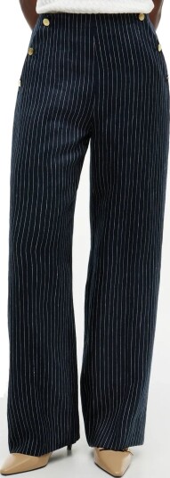 Tommy Hilfiger Linen Nautical Stripe Gb Wideleg Navy 40