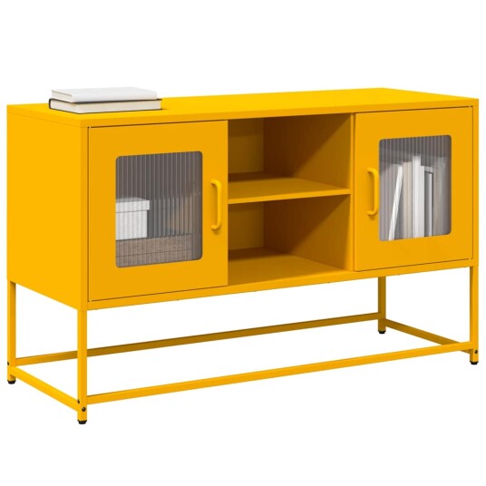 TV benk sennepsgul 100,5x39x60,5 cm stål