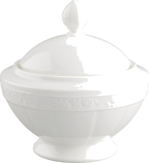 Villeroy & Boch White Pearl sukkerskål med lokk