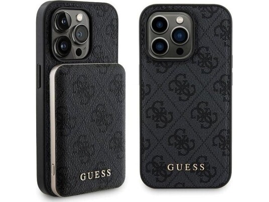 Deklas Rinkinys Guess Gubpm5p13l4gemgk Iphone 13 Pro 6.1" Hardcase + Powerbank 5000Mah Magsafe Juoda/Juodas 4G Metal Logo