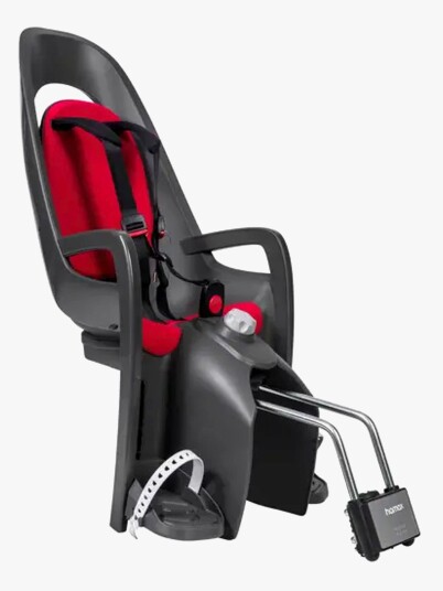 Hamax CARESS Sykkelsete med Låsbart Rammefeste, Dark Grey/Red Hamax CARESS Sykkelsete med Låsbart Rammefeste, Dark Grey/Red