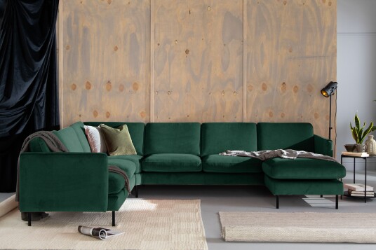 Teodin Hjørnesofa med Divan Høyre Fløyel Grønn