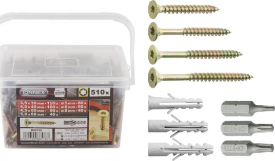 Connex Skruer M/ Rawplugs & BITS 510 STK
