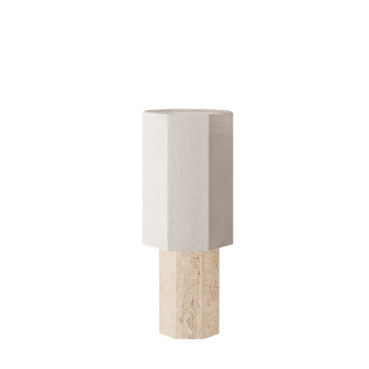Louise Roe Eight Over Eight Bordlampe Liten Travertin/Jute Hvit Louise Roe Eight Over Eight Bordlampe Liten Travertin/Jute Hvit