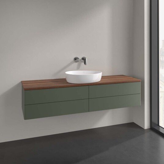 Villeroy & Boch Antao Servantskap med 4 skuffer 160x50x36 cm m/lys Grønn Matt/Valnøtt Villeroy & Boch Antao Servantskap med 4 skuffer 160x50x36 cm m/lys Grønn Matt/Valnøtt