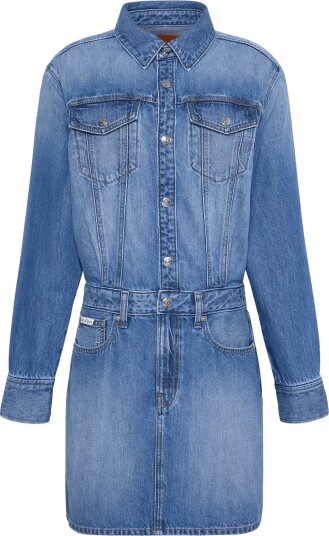 Calvin Klein Jeans Mini Trucker Dress Aged Paradise   Blue   38