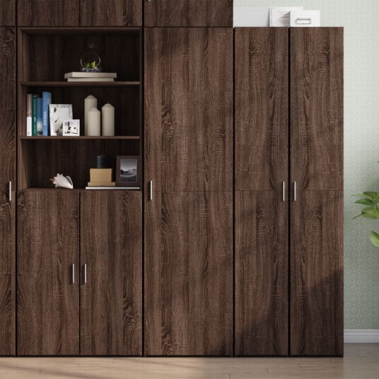 Hylle brun eik 50x42,5x185 cm konstruert tre