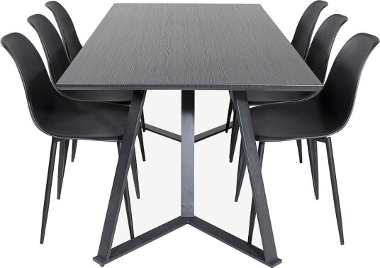 Venture Home Spisegruppe Maggie med 6 stk spisestoler Penally Svart Venture Home Spisegruppe Maggie med 6 stk spisestoler Penally Svart
