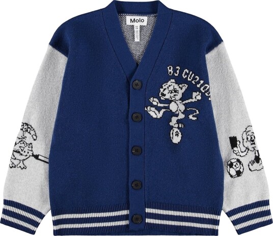 Molo Cardigan Bertel Blue/Grey Molo 13 14 år 158 164 Cardigan Blå Grå
