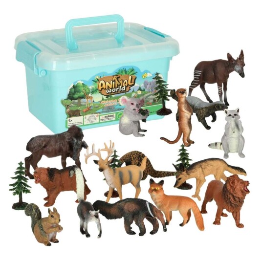 Figurer zoo dyr sett med 19 el.