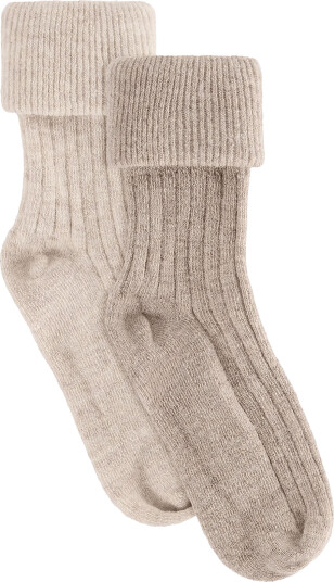 Huttelihut Wool Rib Socks 2 Pack   Beige   23\26