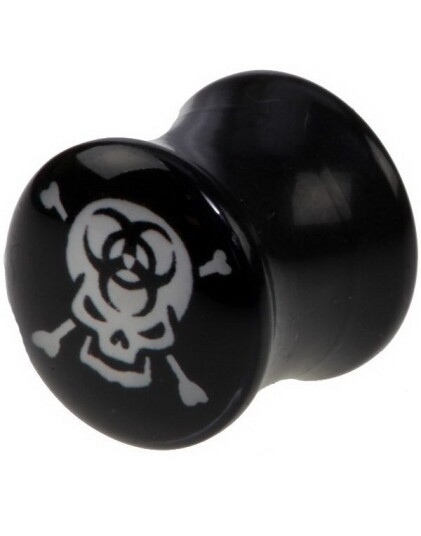Utgått Biohazard Skullhead Svart Piercing Plugg 8 mm