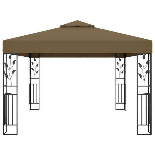 vidaXL Paviljong med dobbelt tak og LED-lysslynge 3x4 m gråbrun vidaXL Paviljong med dobbelt tak og LED-lysslynge 3x4 m gråbrun