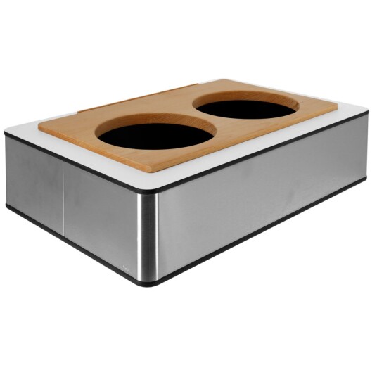 VEGA Skålstasjon komplett Fundale hvit for 2 skåler GN 1/1; Størrelse GN 1/1, 57x36.5x17.5 cm (LxBxH); Valnøtt/Transparent; Rektangulær