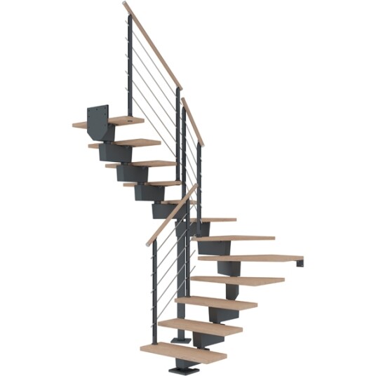 Dolle Dubai U trapp Antracit 7016 design hvitoljeret Eik 90 12 Loddret Høyde 221 273cm