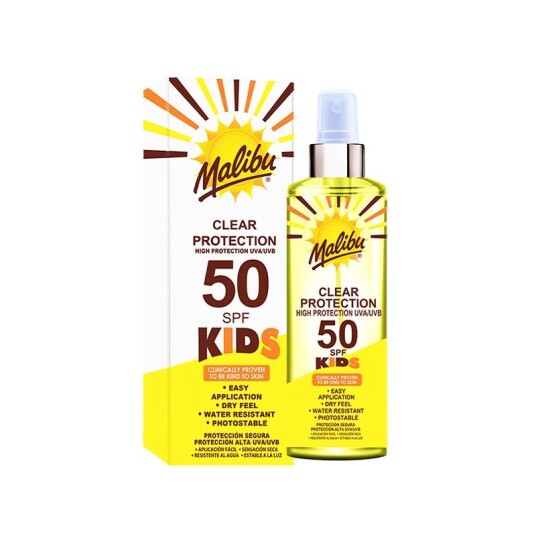 Malibu Kids SPF50 Solkrem Spray 250ml - Vannbestandig UVA/UVB Beskyttelse