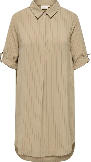 ONLY Carmakoma Carelza 3/4 Stripe Dress Wvn Beige 54 ONLY Carmakoma Carelza 3/4 Stripe Dress Wvn Beige 54