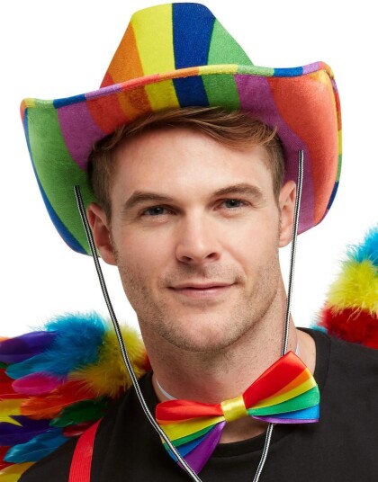 Regnbuefarget Cowboyhatt med Snøre Regnbuefarget Cowboyhatt med Snøre