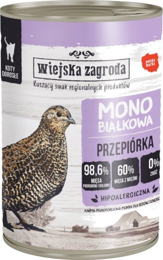 Wiejska Zagroda Cat Monoprotein Våtfôr Vaktel 24x400g