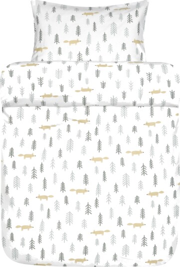 Høie Of Scandinavia Baby sengetøy 70x100 cm Bomulls sengetøy av flanell Skogstur grønn