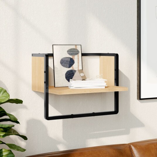 Vegghylle med stang sonoma eik 40x25x30 cm 8721012046184