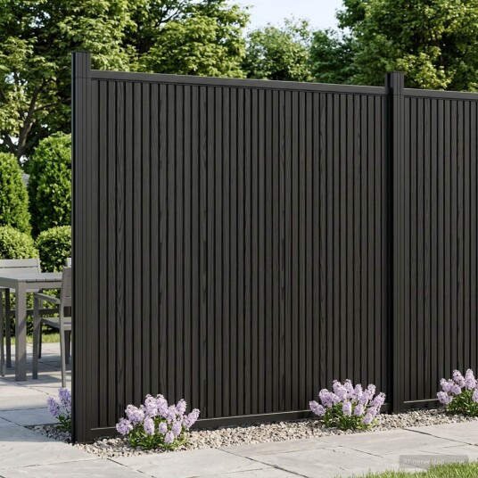 vidaXL Gjerdeplate 9 stk. 1580 x 186,5 cm WPC og Aluminium Svart