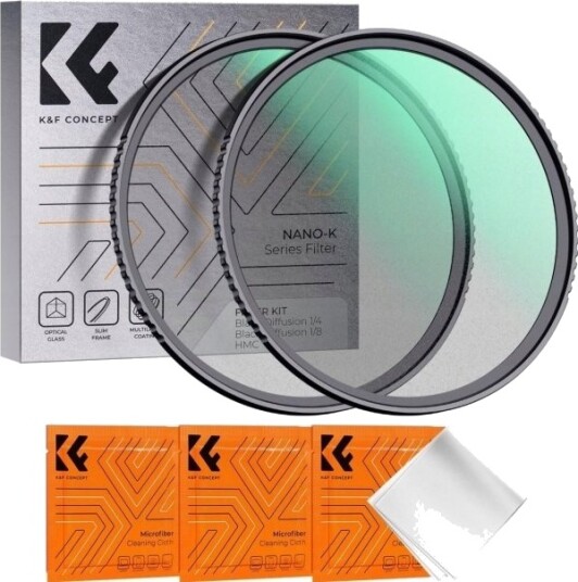 K&F Concept 49Mm Filterkit 2-I-1 Black Diffusion 1/4 + 1/8 (Nkf/ Filtrów) Na 49Mm / Sku.1709V1