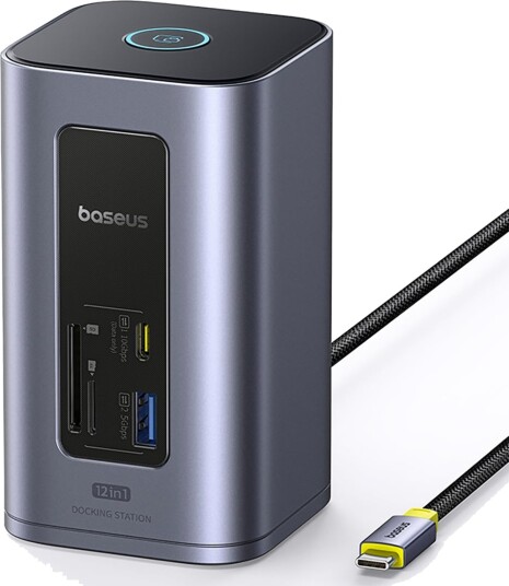 Baseus Air Spacemate 12-i-1 USB-C Dockingstasjon med 2xHDMI 4K, USB-A, USB-C, SD/MicroSD, Grå
