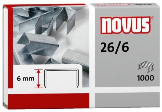 Novus 26/6 Pakke Med Stifter 6 Mm Festing 1000 Stifter Stål Rustfritt Stål
