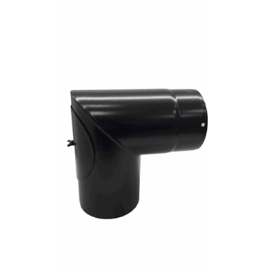 Ø125mm Røykrør 90 grader kne m/luke sort emalje Ø125mm Røykrør 90 grader kne m/luke sort emalje
