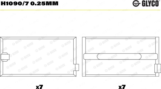 Veivaksellager GLYCO H1090/7 0.25mm