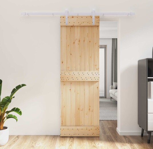 vidaXL Skyvedør Naturlig og Hvit 70 x 210 cm Massiv Furu Tre