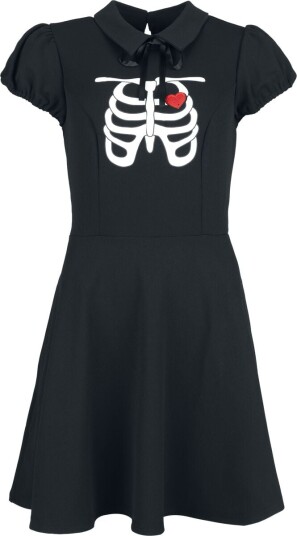 Hell Bunny   Rockabilly Kort kjole   Skeleton Kjole   XS til 4XL   Damer   svart