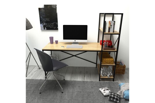 Skrivebord Dumö 160 cm med Oppbevaringshyller Brun/Svart