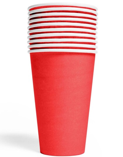 10 stk Røde Pappkrus 350 ml