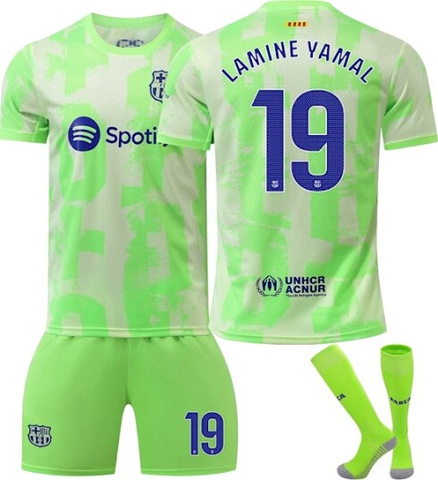 24 25 Barcelona nr 19 Lamine Yamal Fotballtrøye Barnfotballutstyr WELLNGS