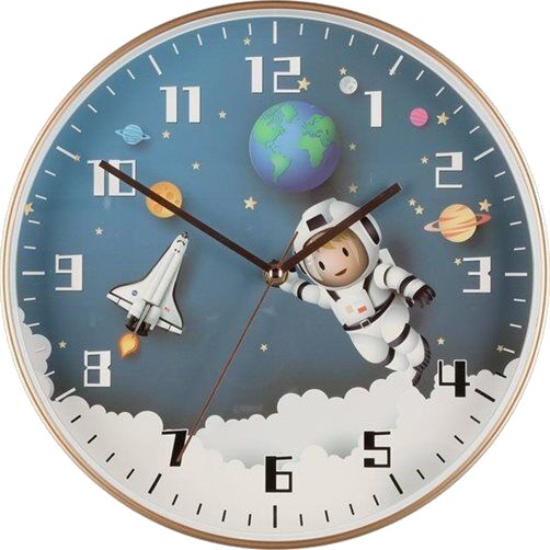 Veggklokke med romfartsmotiv – 30 cm analog