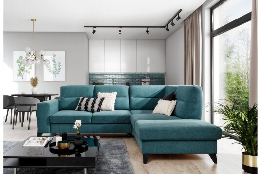 Anglika Sofa m. Sjeselong 4 seters   Lyseblå