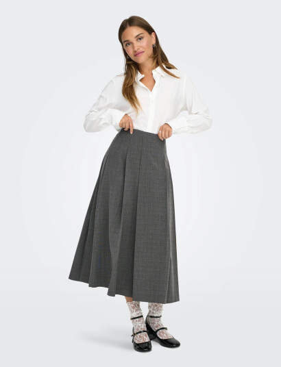 ONLY Onllexie Life Hw Check Long Pl Skirt Pnt - Grey - 36 ONLY Onllexie Life Hw Check Long Pl Skirt Pnt - Grey - 36
