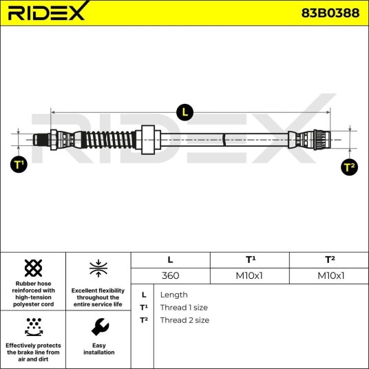 RIDEX 83B0388 Bremseslange