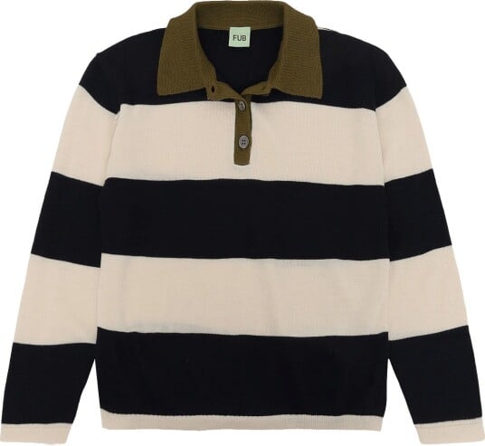 FUB Striped Polo ECRU/DARK NAVY 90