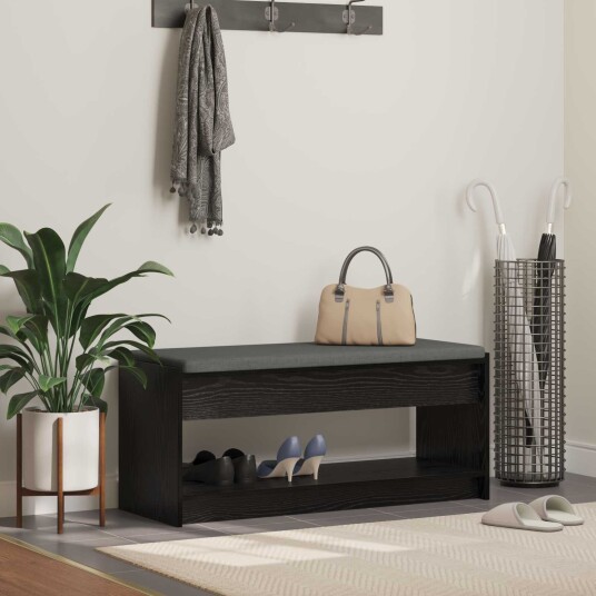 vidaXL Gangbenk Svart Eik 103 x 38 x 45 cm Konstruert treverk og stoff vidaXL Gangbenk Svart Eik 103 x 38 x 45 cm Konstruert treverk og stoff