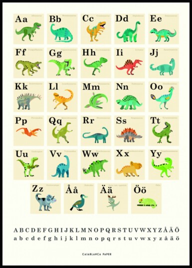 Cute Dinosaur Alphabet Plakat / 40x50