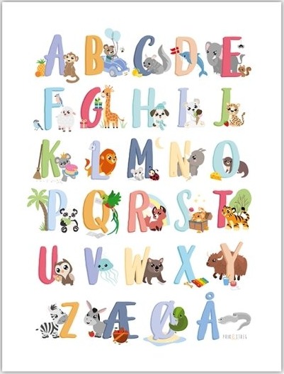 Alfabetplakat Dansk 50X70 Cm