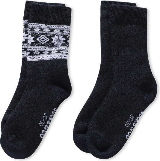 Alpacasocks&Co Winter Alpaca Kids 2 Pack   Black   28 30