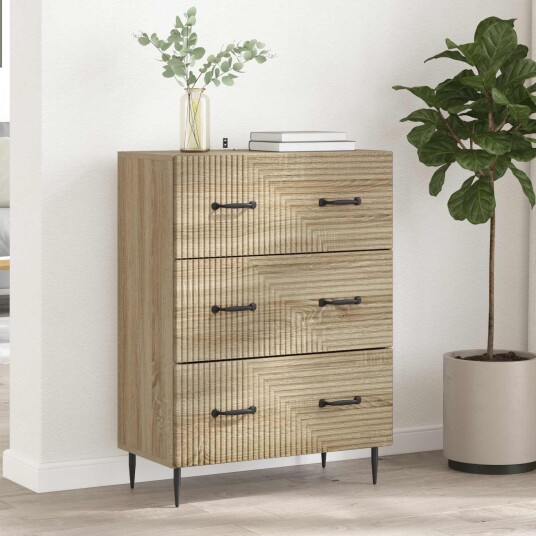 vidaXL Skuffeskap Sonoma eik 66 x 34,5 x 89,5 cm Konstruert tre