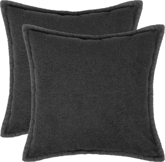vidaXL Putetrekk 2 pcs HOUTEN Mørkegrå 80 x 80 cm Bouclé