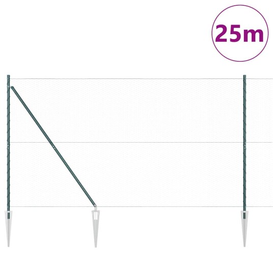Gjerdepåle grønn 25 x 1,5 m 25 mm nett Stål