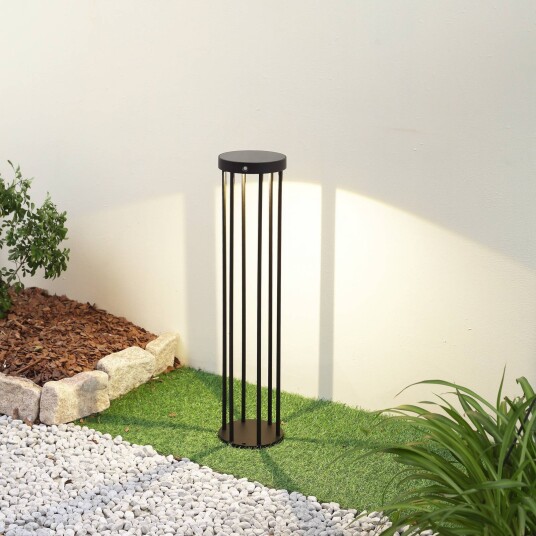 Lucande Evelis LED solcellelampe svart aluminium sensor