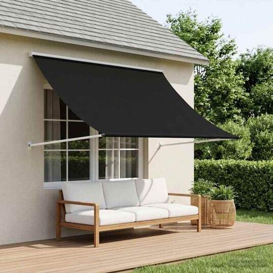 vidaXL Markise Svart 350 x 150 cm 180 g / m² Polyester med PU-belegg